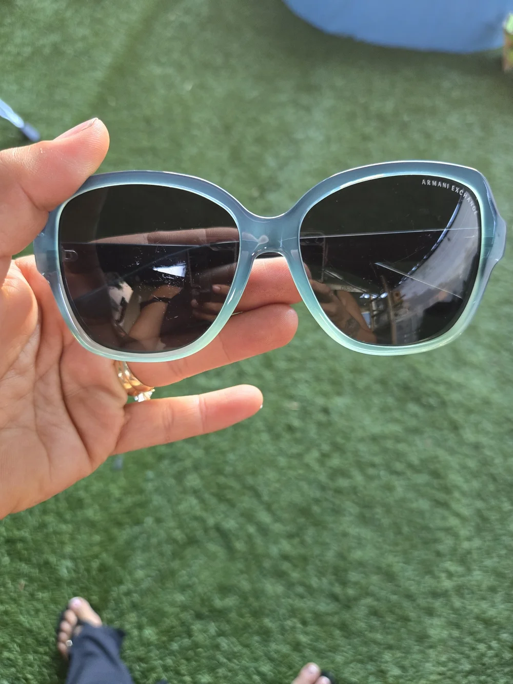 Armani Exchange Women's Teal Gradient Frame Sunglasses